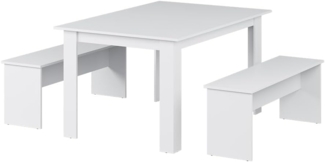 Esstisch Set Sentio Weiß 140 x 90 cm mit 2 Bänken Vicco
