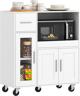 HOMCOM Küchenbuffet mit Ablagen, Schubladen, verstellbarem Regal, Kabelloch (Küchenbuffet, 1-St, Küchenschrank) für Küche, Esszimmer, Weiß