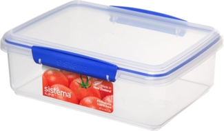 Sistema KLIP IT Frischhaltedose | 2 l | stapelbare und luftdichte Vorratsdose mit Deckel | geeignet für Kühl-/Gefrierschrank | BPA-freier Kunststoff | blaue Clips | 1 Stück