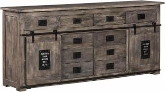 Massivmoebel24 Sideboard (Sideboard Mango 200x45x90 grau lackiert RAILWAY #222)