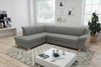 DOMO Collection Ecksofa Panama, klassisches Ecksofa in L-Form, Eckcouch, Sofa Couch, Ecke mit Schlaffunktion 254 x 186 cm in dunkelgrau