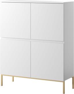 Selsey Bemmi Highboard, Holzwerkstoff Metall, Weiß, 100 cm breit