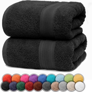 NatureMark 2er Pack DUSCHTÜCHER Premium Qualität 70x140 cm DUSCHTUCH Dusch-Handtuch Doppelpack Farbe: Schwarz