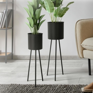 ML-DESIGN Blumenständer Pflanzenständer Set aus Metall Pflanztopf Deko Blumenhocker (2 St), Blumentopfständer Schwarz Wetterfeste und robuste Blumentopfhalter