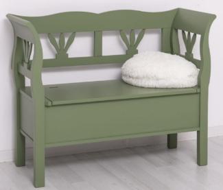 Casa Padrino Landhausstil Sitzbank Grün 117 x 48 x H. 92 cm - Massivholz Bank mit Stauraum - Massivholz Möbel - Landhausstil Möbel - Landhausstil Einrichtung