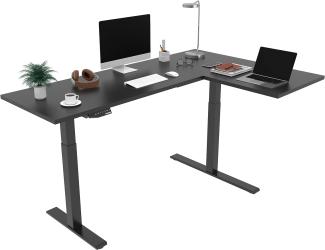 Flexispot Winkelschreibtisch Eckschreibtisch elektrisch höhenverstellbar Bürotisch mit 2 Motoren (180x120 cm, Schwarz)