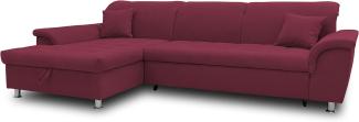 DOMO Collection Ecksofa Franzi, Couch in L-Form, Sofa, Eckcouch mit Rückenfunktion Polsterecke, Bordeaux Rot, 279 x 162 x 81 cm