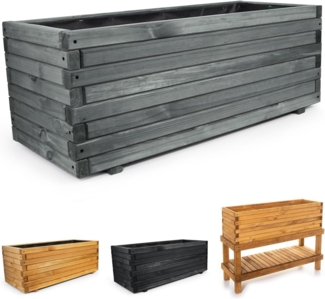 BooGardi Pflanzkübel Pflanzkasten Holz mit Vlies (Hochbeet 90cm anthrazit), 5 Größen Blumenkasten Kräuterbeet Balkon Terrasse