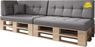 sunnypillow Palettenkissen Kaltschaum UV - beständig Outdoor/Indoor Palettenauflage Palettenpolster Palettensofa Sitzkissen Rückenlehne gesteppt 6er Set 120x80 Silver