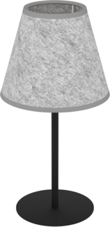 Eglo 43986 Tischleuchte ALSAGER Stahl schwarz, Filz grau E27 1X40W H:39. 5cm Ø20cm mit Kabelschalter