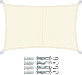 VOUNOT® Sonnensegel Rechteckig mit Befestigung Set, Wasserdicht Sonnenschutz Wetterbeständig, für Balkon Garten Terrasse, 3x5 m, Beige