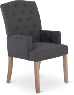 Raburg Esszimmerstuhl Polsterstuhl mit Armlehnen, Chesterfield-Design, Beine Holz, Victoria, eleganter Küchenstuhl im Landhausstil, Steppung, Belastbarkeit 110 kg