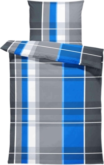 One Home Bettwäsche Bassam, Biber, 2 teilig, kariert gestreift, kuschelig flauschig warm weich Baumwolle Winter