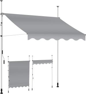 KESSER® Klemmmarkise mit Handkurbel Balkon, Balkonmarkise ohne Bohren, UV-beständig höhenverstellbar wasserabweisend, Sonnenschutz, Terrassenüberdachung, einfache Montage 250cm