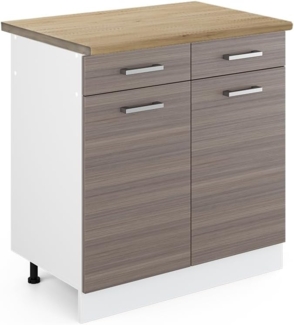 Vicco Küchenunterschrank R-Line, Grau/Weiß, 80 cm, AP Eiche