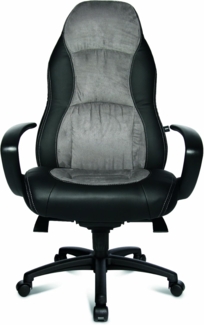 Topstar Speed Chair, Chefsessel, Bürostuhl, Schreibtischstuhl, inkl. Armlehnen, Kunstleder/Mikrofaser, schwarz/grau