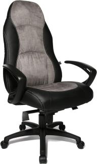 Topstar Speed Chair, Chefsessel, Bürostuhl, Schreibtischstuhl, inkl. Armlehnen, Kunstleder/Mikrofaser, schwarz/grau