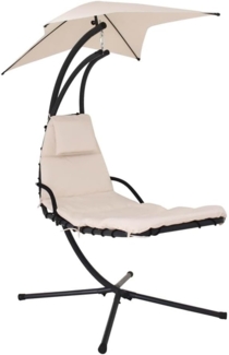HOME DELUXE 'SAN REMO' Schwebeliege mit Sonnendach und Polsterauflage, Metall / Polyester, anthrazit / beige, 113 x 175 x 205 cm