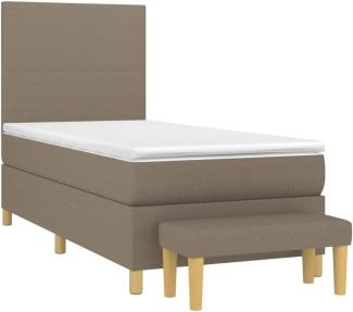 vidaXL Boxspringbett mit Matratze Taupe 90x200 cm Stoff 3136969