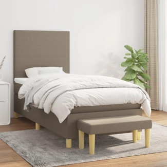 vidaXL Boxspringbett mit Matratze Taupe 90x200 cm Stoff 3136969