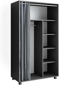 Vicco mobiler Kleiderschrank Dielenschrank Garderobe Doros Grau 100 x 168 cm offen rollbar