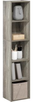 Furinno Pasir 5-stufiges Bücherregal mit offenem Regal, Französische Eiche