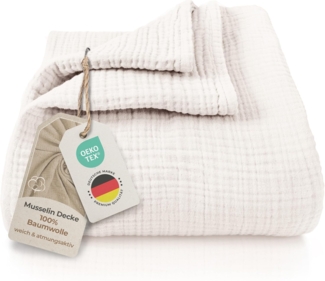 Laynenburg Tagesdecke Premium Musselin Tagesdecke 100% Baumwolle extraweich Sofa-Decke, Wohndecke als Sommerdecke, Bett-Überwurf, Couch-Überwurf, Sofa-Decke