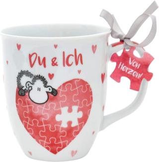 Sheepworld Tasse „Du & Ich“ | Tasse für Kaffee und Tee. Tasse mit Spruch, perfekt als Geschenkidee zum Valentinstag | Porzellan Kaffeetasse | Herztasse | 45321