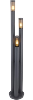 Stehleuchte, 3-Flammig, Edelstahl, anthrazit, rauch, H 170 cm