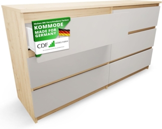 CDF Kommode Artisan Kashmir mit 6 Schubladen 40 cm Tief Komodenschrank Komode für Wohnzimmer Schlafzimmer Schubladenschrank Malm Kommode viel Stauraum Geeignet Organizer Kleidung 138 cm Breite Modern