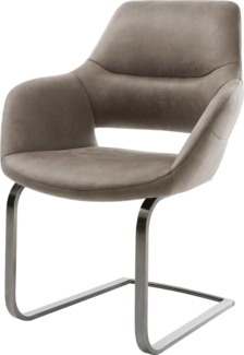 Freischwinger Yago-Flex mit Armlehnen Mikrofaser Taupe Vintage Freischwinger flach Graphit Taschenfederkern
