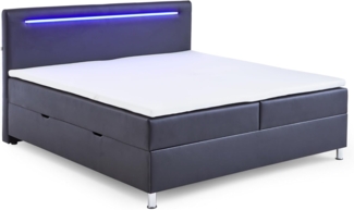 Boxbett >Candela< Liegefläche 180x200 cm, schwarz / LED - Stellmaß: 182 x 110 x 209 cm (BxHxT)