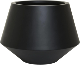 VIVANNO Blumentopf Fiberglas BERBELIT Rund - Schwarz Matt (1 St), 42x30 cm