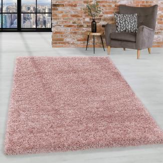 HomebyHome Shaggy Hochflor Teppich Wohnzimmer 240x340 cm Rosa - Teppich Flauschig, Modern, Plüsch und Extra Weich - Ideal für Schlafzimmer, Esszimmer und als Küchenteppich