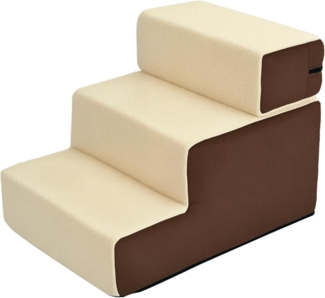 PawHut Haustiertreppe 3 Stufen Hundetreppe Katzentreppe (Haustierleiter, 1-St, Tiertreppe), Beige 54 x 40 x 39 cm