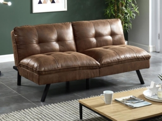 Vente-unique - Schlafsofa Klappsofa 3-Sitzer - Stoff - Braun - PEGULA