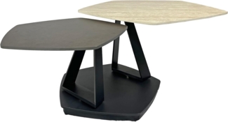 riess-ambiente Couchtisch MOVEMENT rost/schwarz - fünfeckig, drehbar, Travertin, Keramik, Metall (Einzelartikel, 1-St), Couchtisch mit schwenkbaren Tischplatten - ideal f. moderne Wohnzimmer
