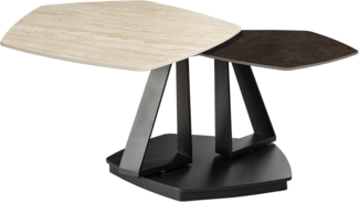 riess-ambiente Couchtisch MOVEMENT rost/schwarz - fünfeckig, drehbar, Travertin, Keramik, Metall (Einzelartikel, 1-St), Couchtisch mit schwenkbaren Tischplatten - ideal f. moderne Wohnzimmer
