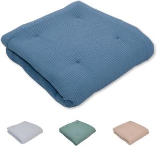 ULLENBOOM ® Baby Krabbeldecke 100x100 cm gepolstert in Blau (Made in EU) - Krabbeldecke für Baby mit 100% ÖkoTex Baumwolle, ideal als Babydecke, Laufgittereinlage & Spieldecke