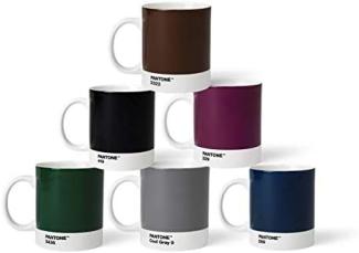 Pantone BecherSet3 Porzellan Becher 6er-Set, 6 Kaffeetassen à 375 ml, Coffee, mit Henkel, spülmaschinenfest, Naturfarben