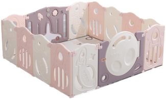 habeig Laufstall faltbar Babyzaun Laufgitter 160x160 cm Tür Saugnäpfe Baby, faltbar