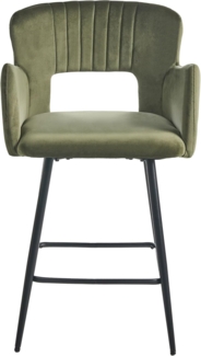 Set mit 2 Barstühlen SANILAC Samtstoff Olivgrün