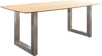 Esstisch Edge Boot 200x100x2,5-3 Eiche Natur Edelstahl Breit Schweizer Kante