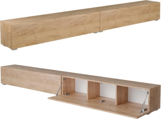 PLATAN ROOM Fernsehschrank TV-Lowboard 105/140 / 160/210 / 280 Eiche Gold Hängend Oder Stehend Matt (280 x 30 x 32, Eiche Gold)