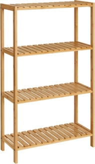 SONGMICS Badezimmerregal, Badregal, Küchenregal, Schuhregal, Standregal aus Bambus, 26 x 60 x 100 cm, ideal für Bad, Wohnzimmer, Flur, Küche, naturbeige BCB034Y01