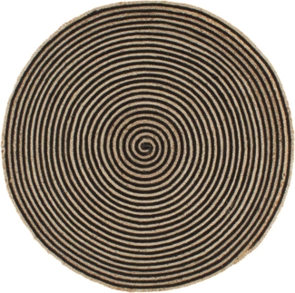 vidaXL Teppich Handgefertigt Jute mit Spiralen-Design Schwarz 150 cm 133721
