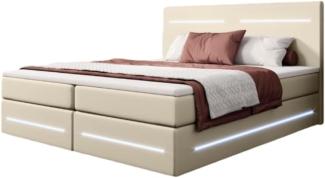 Evelyn mit Stauraum und LED (Kunstleder) 160x200 Beige H2