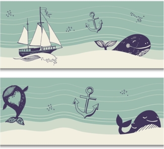 yabaduu Bordüre 15x200 cm Kinderzimmer Babyzimmer Aufkleber Wandbordüre selbstklebend Wandtattoo Kinder Mädchen Junge Life at the Sea