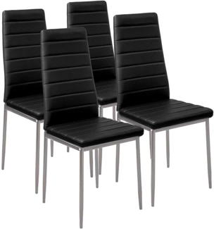 BAKAJI Set mit 4 Esszimmerstühlen für Wohnzimmer, Küche, modernes Design, Gestell aus Metall und gepolsterter Sitz aus Kunstleder, Maße 98 x 41 x 45 cm (schwarz)