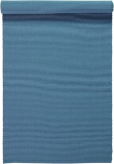 LINUM UNI Dekoratives Tischläufer für Esstisch 45x150 cm, 100% Gerippte Baumwolle, Maschinenwaschbar, Tiefseeblau